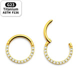 G23 Titanium Septum Earrings Nose Ring 16g Rainbow CZ Hinge