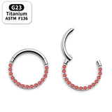 G23 Titanium Septum Earrings Nose Ring 16g Rainbow CZ Hinge