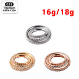 G23 Titanium Septum Earrings Nose Ring 16g Rainbow CZ Hinge