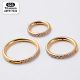 G23 Titanium Septum Earrings Nose Ring 16g Rainbow CZ Hinge