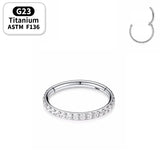 G23 Titanium Septum Earrings Nose Ring 16g Rainbow CZ Hinge