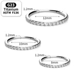 G23 Titanium Septum Earrings Nose Ring 16g Rainbow CZ Hinge