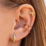 Gold-plated CZ Ear Clips No Piercing Cartilage Earrings Women Jewelry
