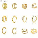Gold-plated CZ Ear Clips No Piercing Cartilage Earrings Women Jewelry