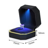 LED Jewelry Ring Box Velvet Necklace Pendant Display With Light
