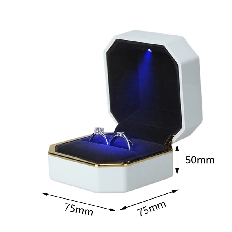 LED Velvet Jewelry Ring Box Necklace Display Light