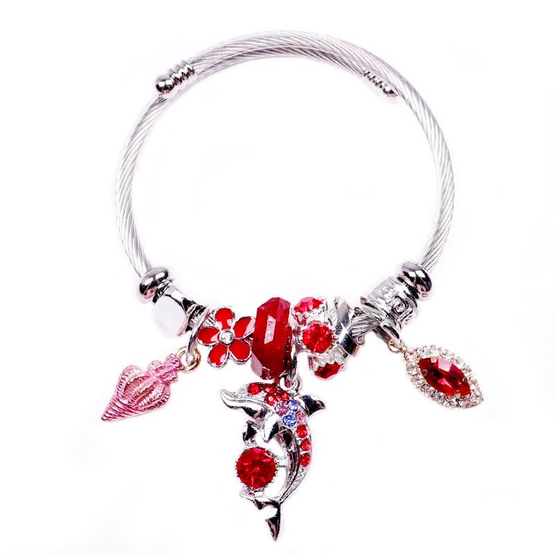 European Style Crystal Pendant Dolphin Bracelet