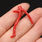 1 Pcs Natural Red Coral Beads Branch Shape Necklace Charms for Jewelry Making