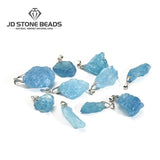 Natural Raw Aquamarine Stone Pendant for Jewelry Making