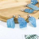 Natural Raw Aquamarine Stone Pendant for Jewelry Making