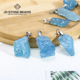 Natural Raw Aquamarine Stone Pendant for Jewelry Making