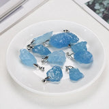 Natural Raw Aquamarine Stone Pendant for Jewelry Making