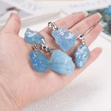 Natural Raw Aquamarine Stone Pendant for Jewelry Making