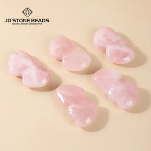 1 Pcs Rose Pink Crystal Stones Heart To Heart Crafts Healing Love Toghter