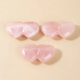 1 Pcs Rose Pink Crystal Stones Heart To Heart Crafts Healing Love Toghter