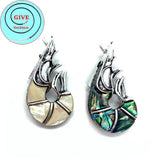 Abalone Shellfish Pendant Brooch Shell Pin Jewelry DIY Earrings Necklace 28x52mm