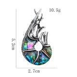 Abalone Shellfish Pendant Brooch Shell Pin Jewelry DIY Earrings Necklace 28x52mm