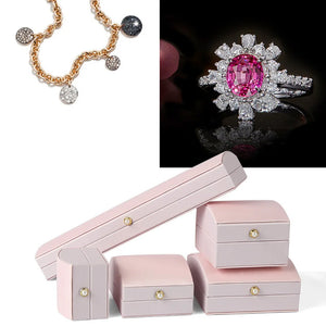 Pink Leather Pearl Buckle Jewelry Box - Ring Pendant Bracelet Box