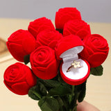 3D Red Rose Jewelry Box Wedding Ring Earrings Holder Gift Case