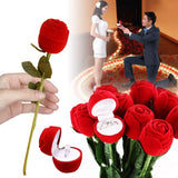 3D Red Rose Jewelry Box Wedding Ring Earrings Holder Gift Case
