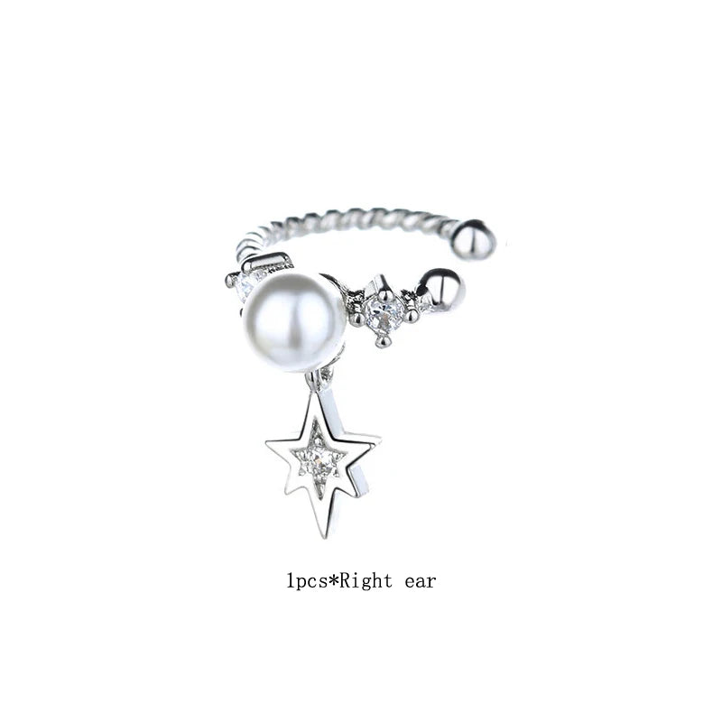 Punk Rock Clip Earrings Link Star Earcuffs Women Party Jewelry
