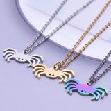 Rainbow Punk Spider Necklace Men Party Stainless Steel Charms Pendants