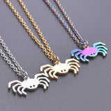 Rainbow Punk Spider Necklace Men Party Stainless Steel Charms Pendants