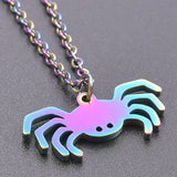 Rainbow Punk Spider Necklace Men Party Stainless Steel Charms Pendants