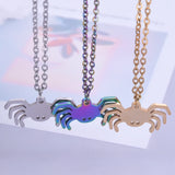 Rainbow Punk Spider Necklace Men Party Stainless Steel Charms Pendants