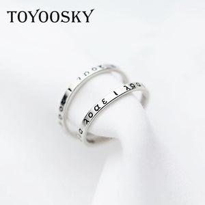 925 Silver Greek Letters Open Ring For Women