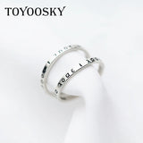 925 Silver Greek Letters Open Ring For Women