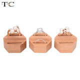 Solid Wood Hexagon Ring Display Stand 3.9x1.9cm