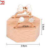 Solid Wood Hexagon Ring Display Stand Jewelry Storage Rack