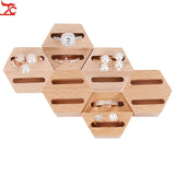 Solid Wood Hexagon Ring Display Stand Jewelry Storage Rack