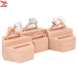 Solid Wood Hexagon Ring Display Stand Jewelry Storage Rack