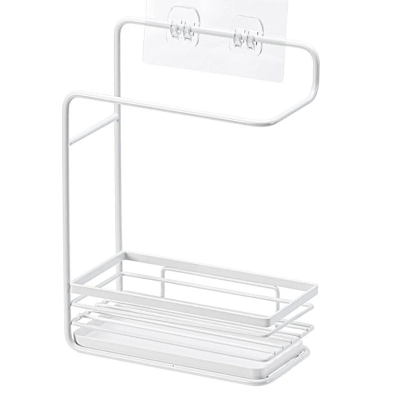 Sponge Holder Dish Drainer Countertop Soap Rack Sink Tray Drain Rag Wall Mounted