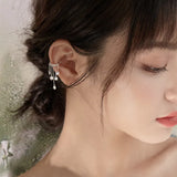 Tassel CZ Round Bead Clip Earrings 925 Silver Ear Cuff No Piercing Jewelry