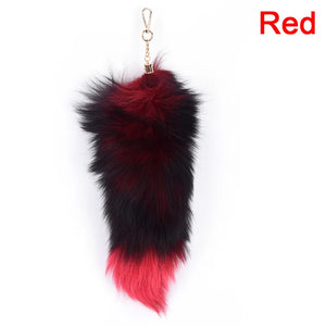 Women Fox Fur Tail Tassel Bag Tag Charm Keychain 4 Colors