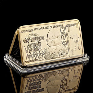 1 Pcs Zimbabwe $ 100 Trillion Dollar Plated Clad Bullion Bar Coin