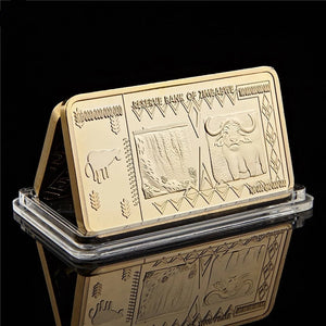 1 Pcs Zimbabwe $ 100 Trillion Dollar Plated Clad Bullion Bar Coin