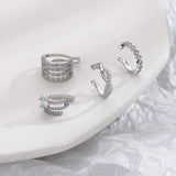 Zircon Wave Multilayer Ear Cuff Clip Earrings For Women Non-pierced Jewelry