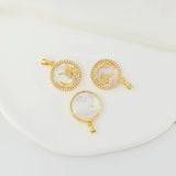 14K Copper Zirconium Mother Shell Camellia Pendant DIY Jewelry