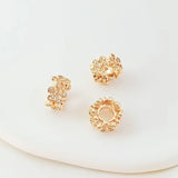 14K Copper Clad Zirconium Five Leaf Flower Necklace Bead