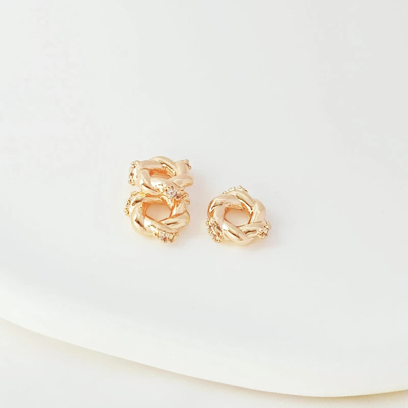 14K Copper Clad Zirconium Five Leaf Flower Necklace Bead