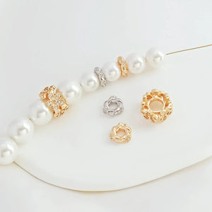 14K Copper Clad Zirconium Five Leaf Flower Necklace Bead