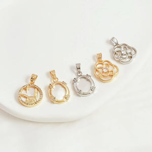 14K Copper Clad Rabbit Head Camellia Pendant DIY Jewelry Accessories