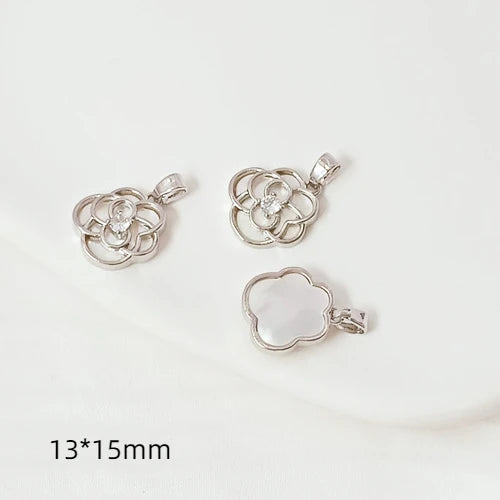 14K Copper Clad Rabbit Head Camellia Pendant DIY Jewelry Accessories