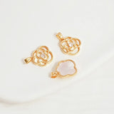 14K Copper Clad Rabbit Head Camellia Pendant DIY Jewelry Accessories