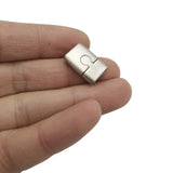316 Stainless Steel Magnetic Clasps 10x3mm Inner Brushed Steel Leather Band