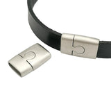316 Stainless Steel Magnetic Clasps 10x3mm Inner Brushed Steel Leather Band